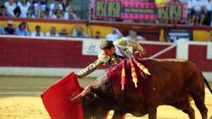 Lance ante el toro en la corrida del pasado 13 de agosto en Huesca