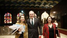 María Navarro, Jorge Azcón y Sara Fernández, momentos antes de presentar el presupuesto de 2020.