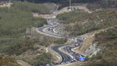 Atasco en la autovía sentido Jaca, puerto de Monrepós, durante el puente de la Constitución
