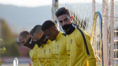 Los jugadores del Sporting de Gijón durante un entrenamiento.