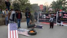 Protesta contra Estados Unidos tras la muerte en un ataque ordenado por Trump del comandante iraní Qasem Soleimani.