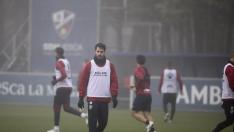 Pablo Insua, durante el entrenamiento matinal de este miércoles.