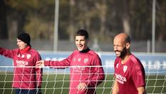 Jaime Seoane, durante el entrenamiento de este jueves.