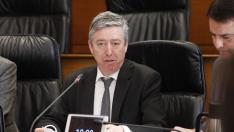 El presidente de la Cámara de Cuentas, Alfonso Peña, ayer en la ponencia de las Cortes