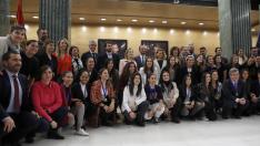 Acto de presentación y firma del primer convenio del fútbol femenino español que tiene lugar este miércoles en la sede de la Cámara Baja en Madrid