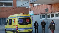 People leave Hospital Carlos III, where a case of novel coronavirus has been confirmed, in Madrid