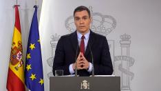 Pedro Sánchez, durante su rueda de prensa.