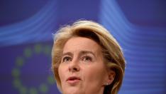 FILE PHOTO: EU Commission President Ursula von der Leyen presents the EU executive's economic response to the coronavirus epidemic, in Brussels