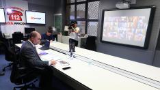 El Presidente de Aragón, Javier Lambán, durante la sexta videoconferencia con todos los presidentes autonómicos