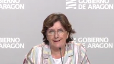 María Victoria Broto, consejera de Ciudadanía y Derechos Sociales del Gobierno de Aragón, en la rueda de prensa de hoy.