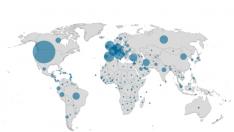 Mapa del mundo con los países afectados por el coronavirus