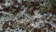 Granizo caído en Albalate del Arzobispo.