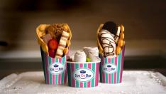 Tres tipos de helado de la marca.