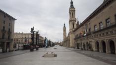 Plaza del Pilar vacía el pasado 23 de marzo.