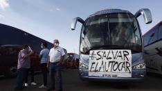 Imágenes de la manifestación de los conductores de autocar