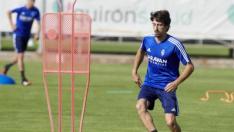 Julian Delmás en el entrenamiento de este viernes del Real Zaragoza