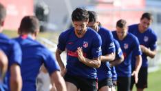 Stefan Savic, en un entrenamiento del Atlético de Madrid