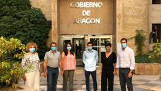 Representantes de las seis comarcas de Huesca con espacios protegidos, antes de su reunión con Olona.