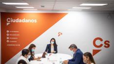 La presidenta de Ciudadanos, Inés Arrimadas, este lunes durante una reunión del Comité Permanente del partido.