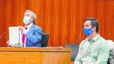 Rodrigo Lanza, durante la vista celebrada este lunes en la Audiencia de Zaragoza.
