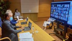 El presidente de la DPZ, Juan Antonio Sánchez Quero, interviniendo en el pleno telemático de este miércoles.