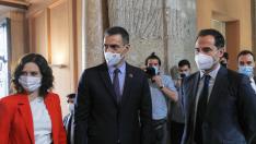 Isabel Díaz Ayuso, Pedro Sánchez e Ignacio Aguado