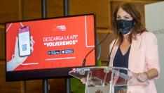 La concejal de Economía, Carmen Herrarte, en la presentación de la campaña de bonificación de compras en el comercio local