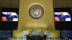 Gaston Alphonso Browne, primer ministro de Antigua y Barbuda, este lunes, en la ONU.
