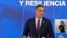 Pedro Sánchez durante la rueda de prensa