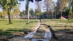 Construcción de un drenaje nuevo en el parque municipal de El Prado de San Esteban de Litera.