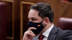 Abascal, leader of Spain's far-right party Vox, attends a session at Parliament in Madrid