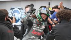 Franco Morbidelli, celebrando su victoria de este domingo en el Gran Premio de Teruel.