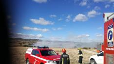 Bomberos de la Diputación de Teruel en la escombrera de Mas de las Matas