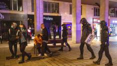 Despligue policial en el centro de Logroño durante los disturbios de este fin de semana