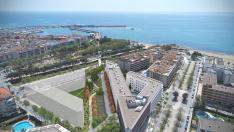 La singular forma triangular de la promoción Forneri destaca a 200 metros de la playa de Cambrils