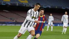 Cristiano Ronaldo (Juventus) y Leo Messi (FC Barcelona) en el encuentro de esta noche.
