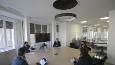 Los representantes de la UZ, Ayuntamiento de Zaragoza, ONCE y FCC se reunieron en las instalaciones de HERALDO.