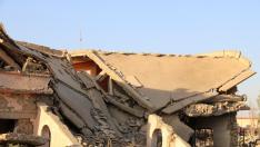Vista de un edificio destruido en Qaraqosh.