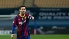 Messi, en la final de la Supercopa entre el FD Barcelona y el Athletic