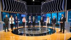 Debate 14 F RTVE. Candidatos y Xabier Fortes