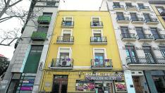 CULTURA Y OCIO. Fachada del edificio de Plaza de San Miguel, 4, casas de la familia Goya en Zaragoza / 10-02-20201 / FOTO: GUILLERMO MESTRE[[[FOTOGRAFOS]]]