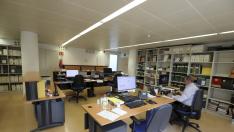 Una de las oficinas municipales durante los servicios mínimos prestados durante el confinamiento.
