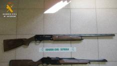 Armas decomisadas a los detenidos en Uncastillo.