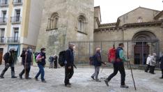 Un grupo de peregrinos ha llegado este miércoles a Huesca tras completar el remozado camino de San Úrbez.