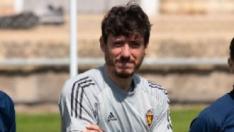 Cristian Álvarez, este sábado en el entrenamiento al regreso de Lugo.