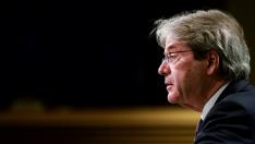 EU Commissioner Gentiloni holds news conference in Brussels