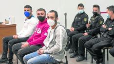 Los tres acusados, durante el juicio celebrado en la Audiencia de Zaragoza.