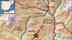 Mapa del IGN donde se sitúa el temblor de tierra.