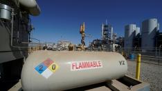 FILE PHOTO: Natural gas is transferred into the SoCalGas system after being collected and purified at a Calgren collection facility in Pixley, California