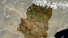 Mapa de los senderos turísticos en Aragón en el Visor 2D de IGEAR